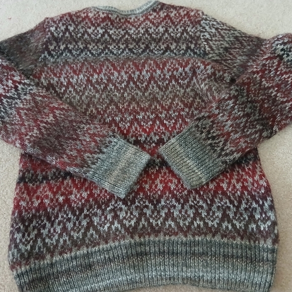 Pull & Bear Mens Crew Neck Sweater. Burgundy Gray White. Sz S EU.      FL - Picture 2 of 6